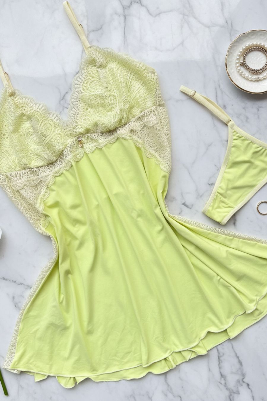 Embrace Lace Set – Women's Microfiber Camisole with Lace and Thong Panties | Primiss