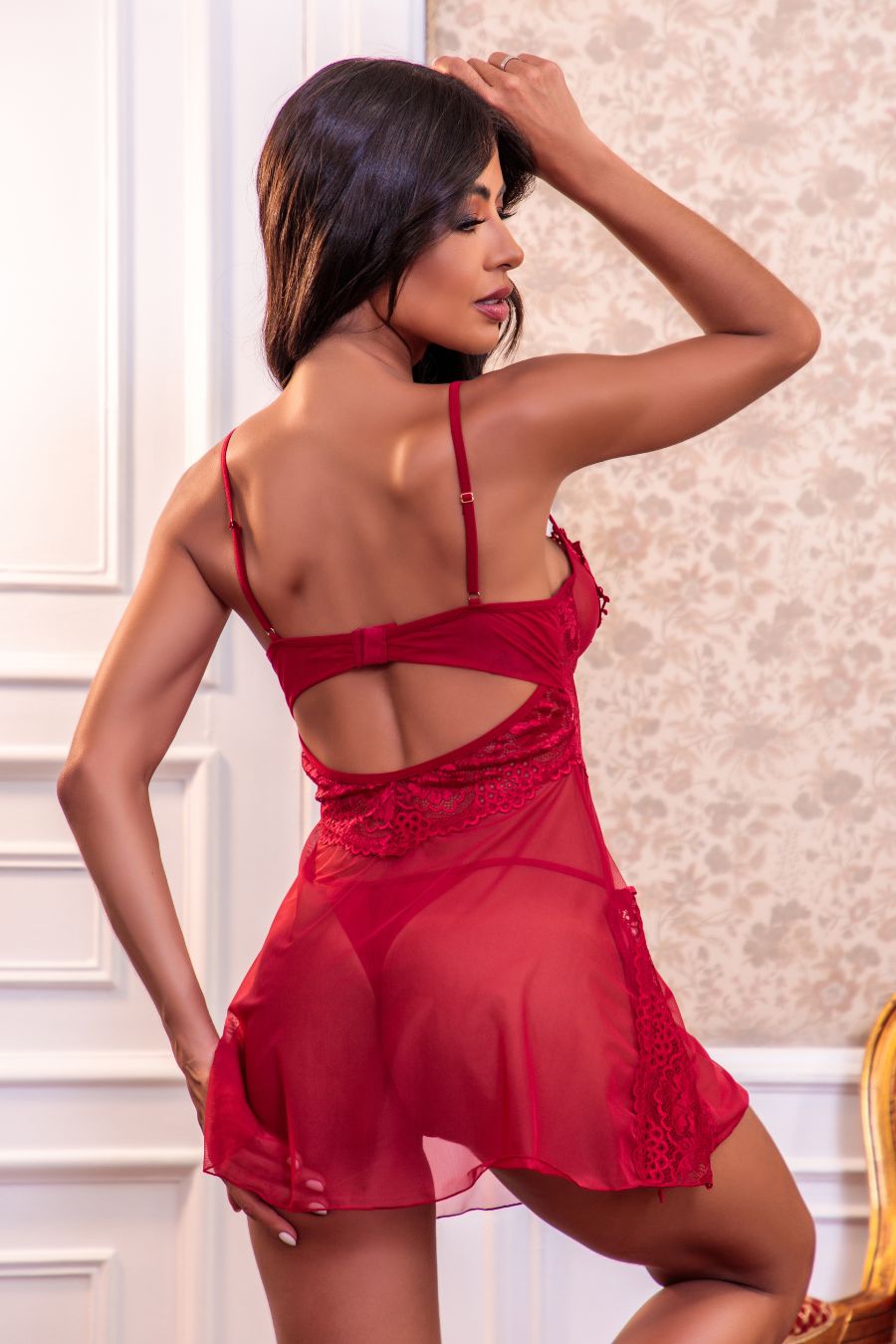 Guipure Grace Chemise – Camisola Feminina em Renda com Aro e Calcinha Fio | Primiss